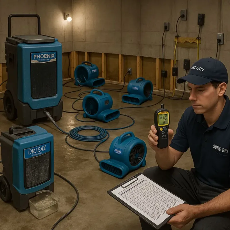Structural Drying and Dehumidification process in Hampton, VA